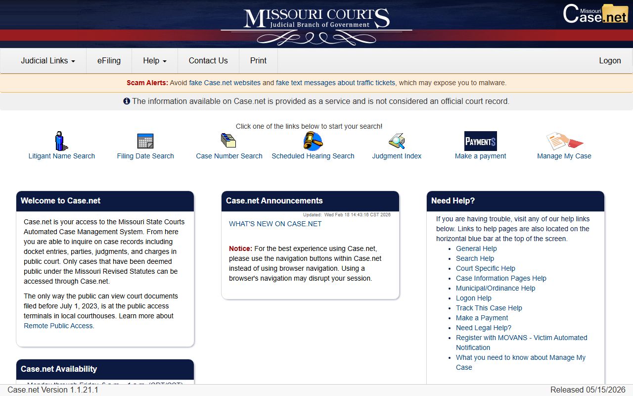 Carter County court records after arrest search on Missouri Case.net